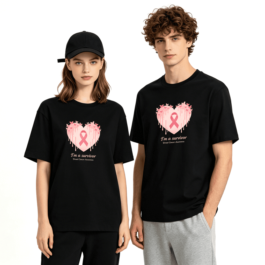 I'm A Survivor Breast Cancer Awareness Cool Graphic Tee for Women, Family Gift Party Cotton Short Sleeves T-Shirt
