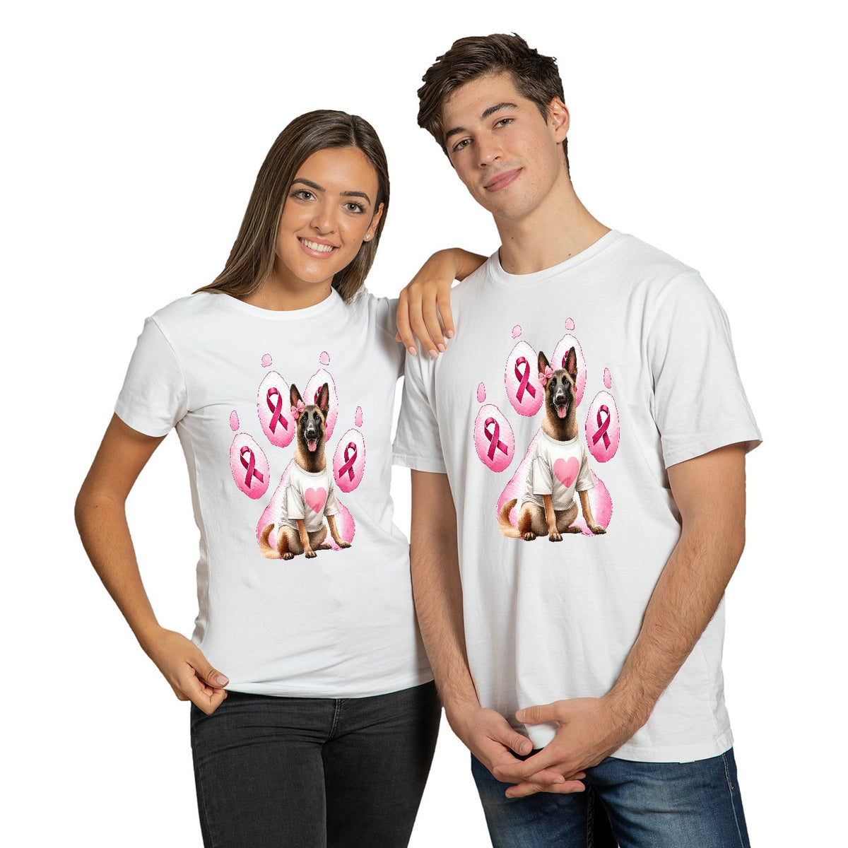Faith Love Hope Belgian Malinois Breast Cancer Awareness Survivor Shirt T-shirt Unisex Merch Sheepdog Dog Lover Gifts - 02017
