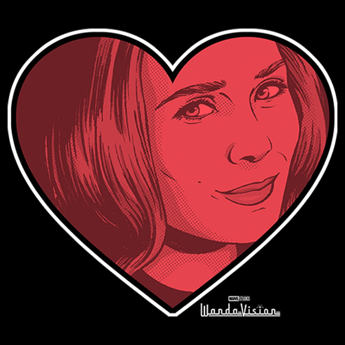 Junior's Marvel WandaVision Valentine's Day Wanda Love Graphic Tee Black Medium