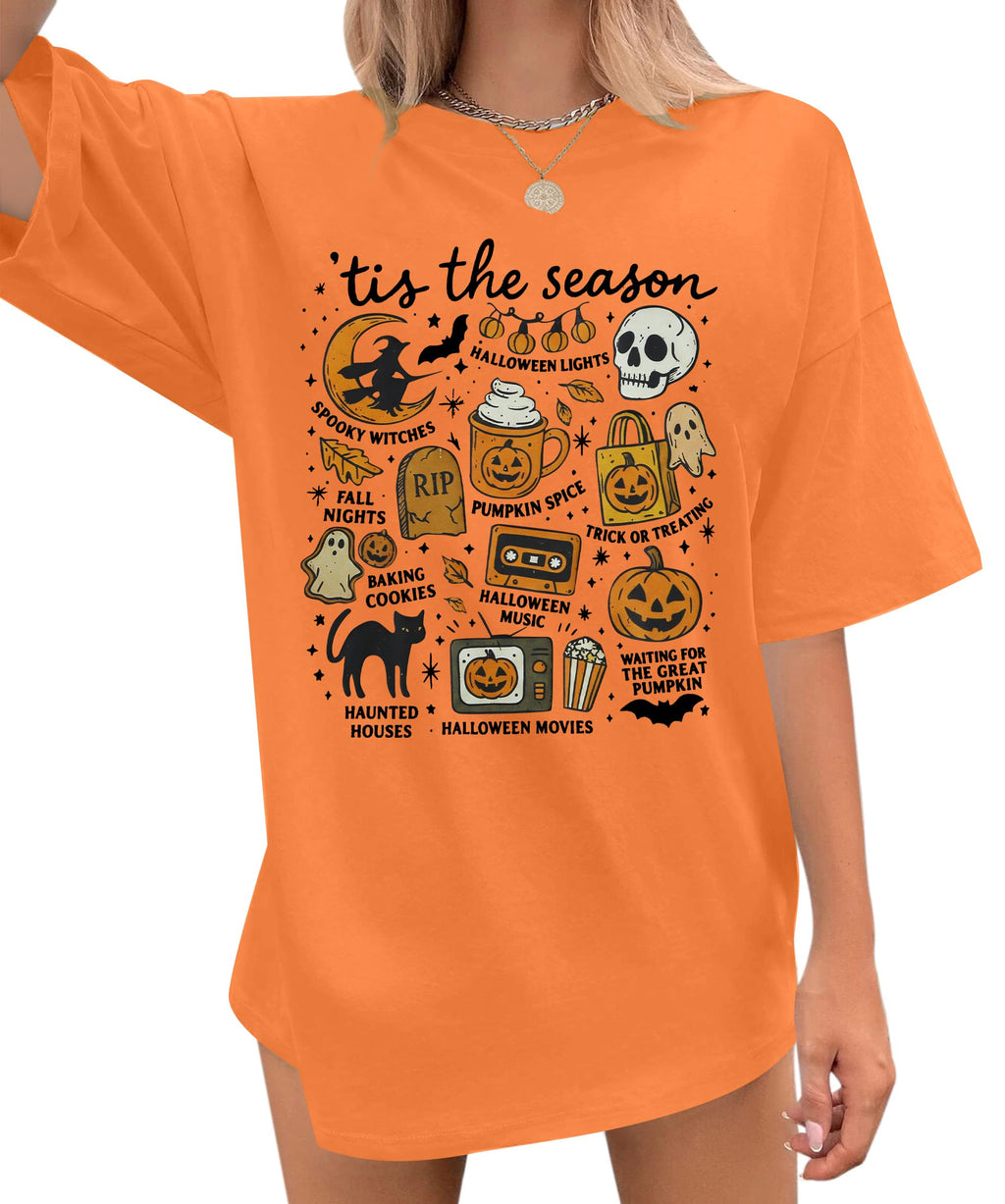 Vintage Halloween Shirt Women Oversized Spooky Shirts Monster Ghost Tee Top
