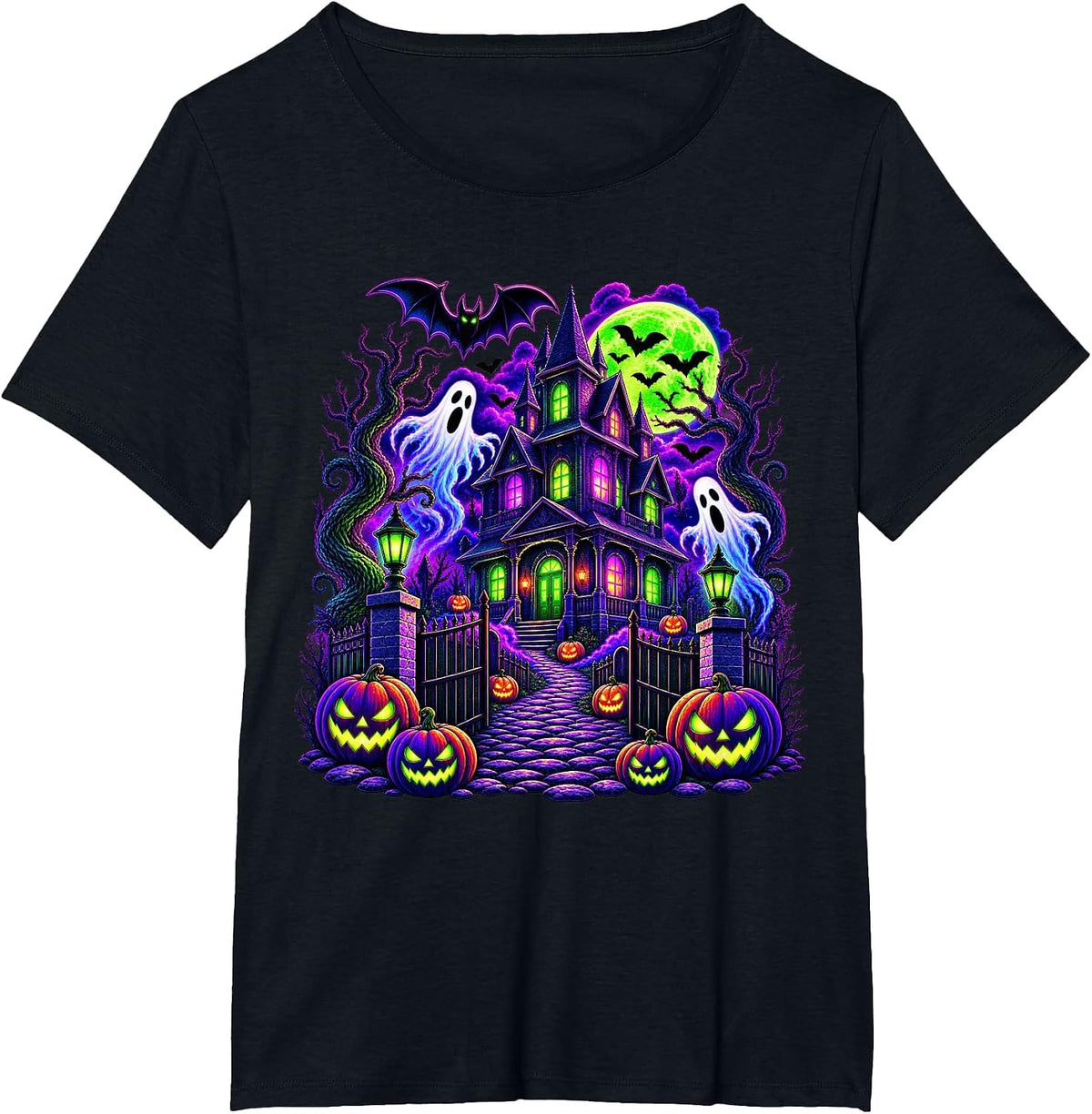 Vintage Halloween Spooky Scene Pumpkin Scary Costume Graphic T-Shirt