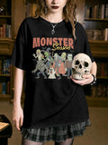 Vintage Halloween Shirt Women Oversized Spooky Shirts Monster Ghost Tee Top