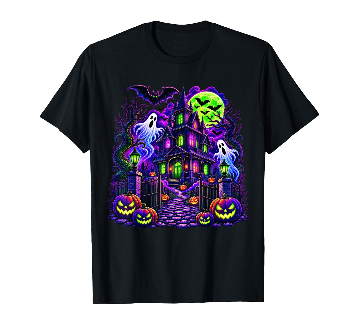 Vintage Halloween Spooky Scene Pumpkin Scary Costume Graphic T-Shirt