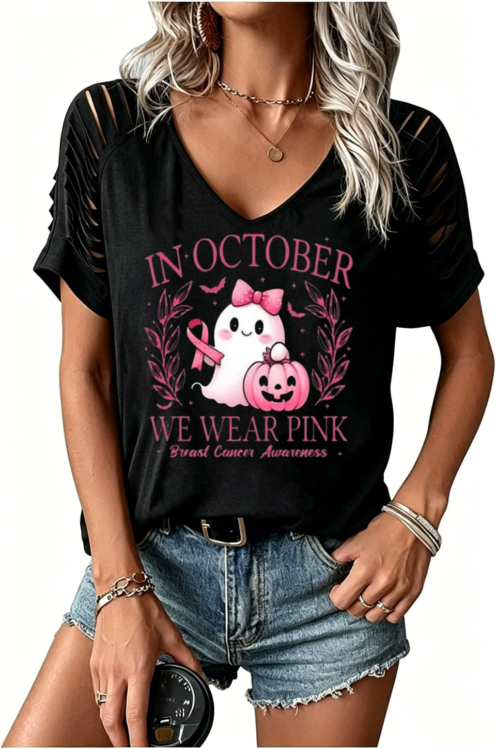 Womens Fall Halloween Thanksgiving V Neck Shirt Vintage Short Sleeve Western Shirts Cut Out Cold Shoulder T Shirts