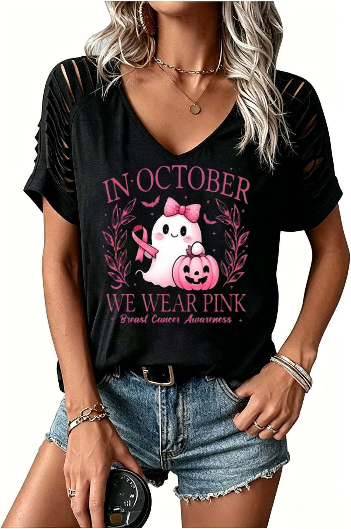 Womens Fall Halloween Thanksgiving V Neck Shirt Vintage Short Sleeve Western Shirts Cut Out Cold Shoulder T Shirts