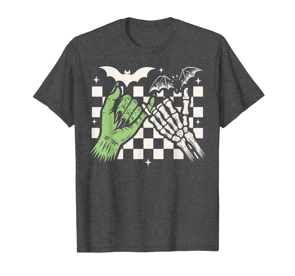 Spooky Season Halloween Vibes Pinky Promise Skeleton Bat T-Shirt