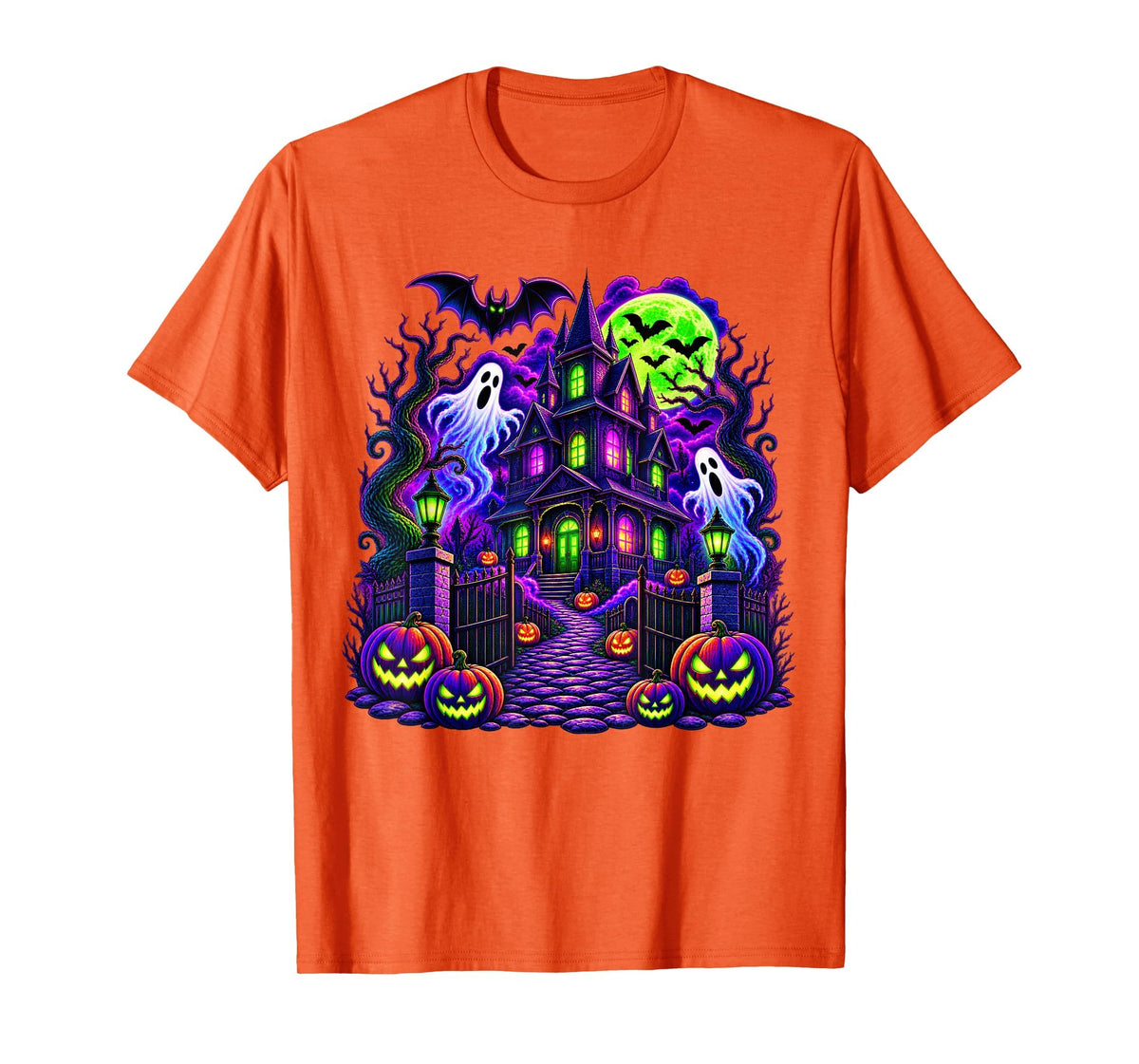 Vintage Halloween Spooky Scene Pumpkin Scary Costume Graphic T-Shirt