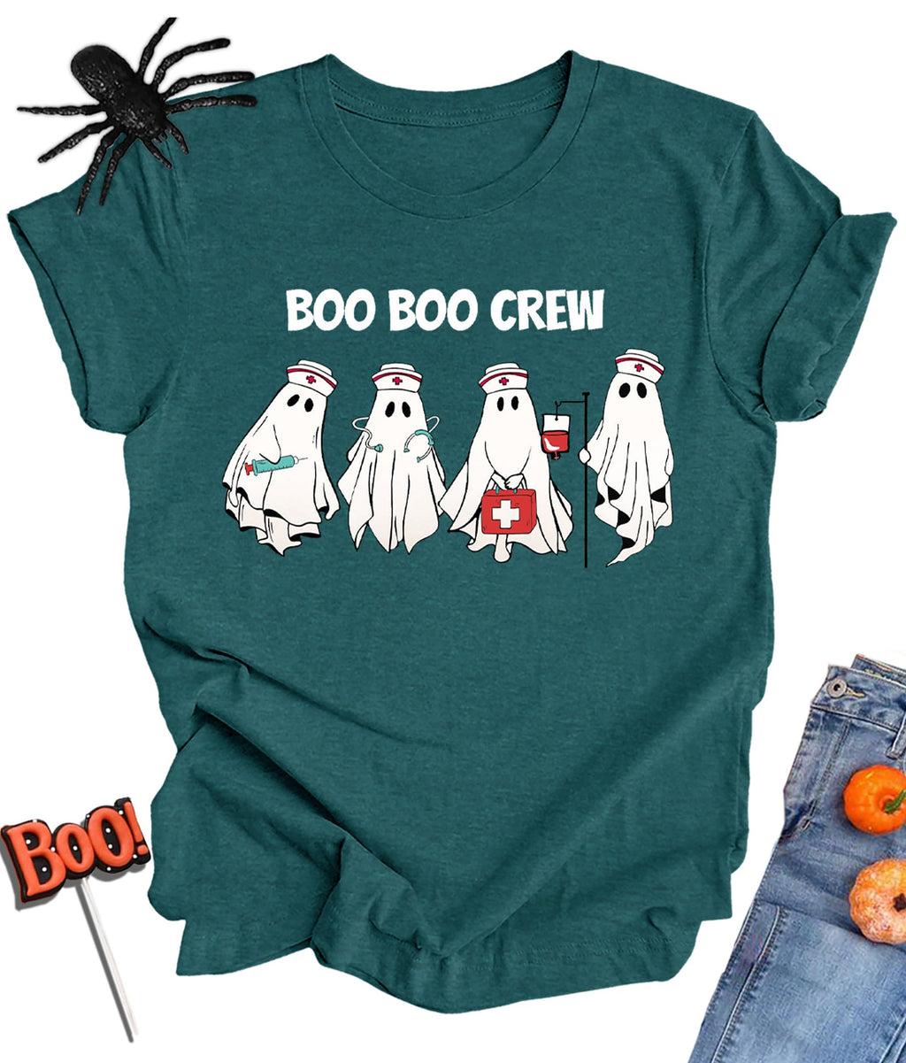 Halloween Shirt for Women Ghost Costume Spooky Season Tee Tops