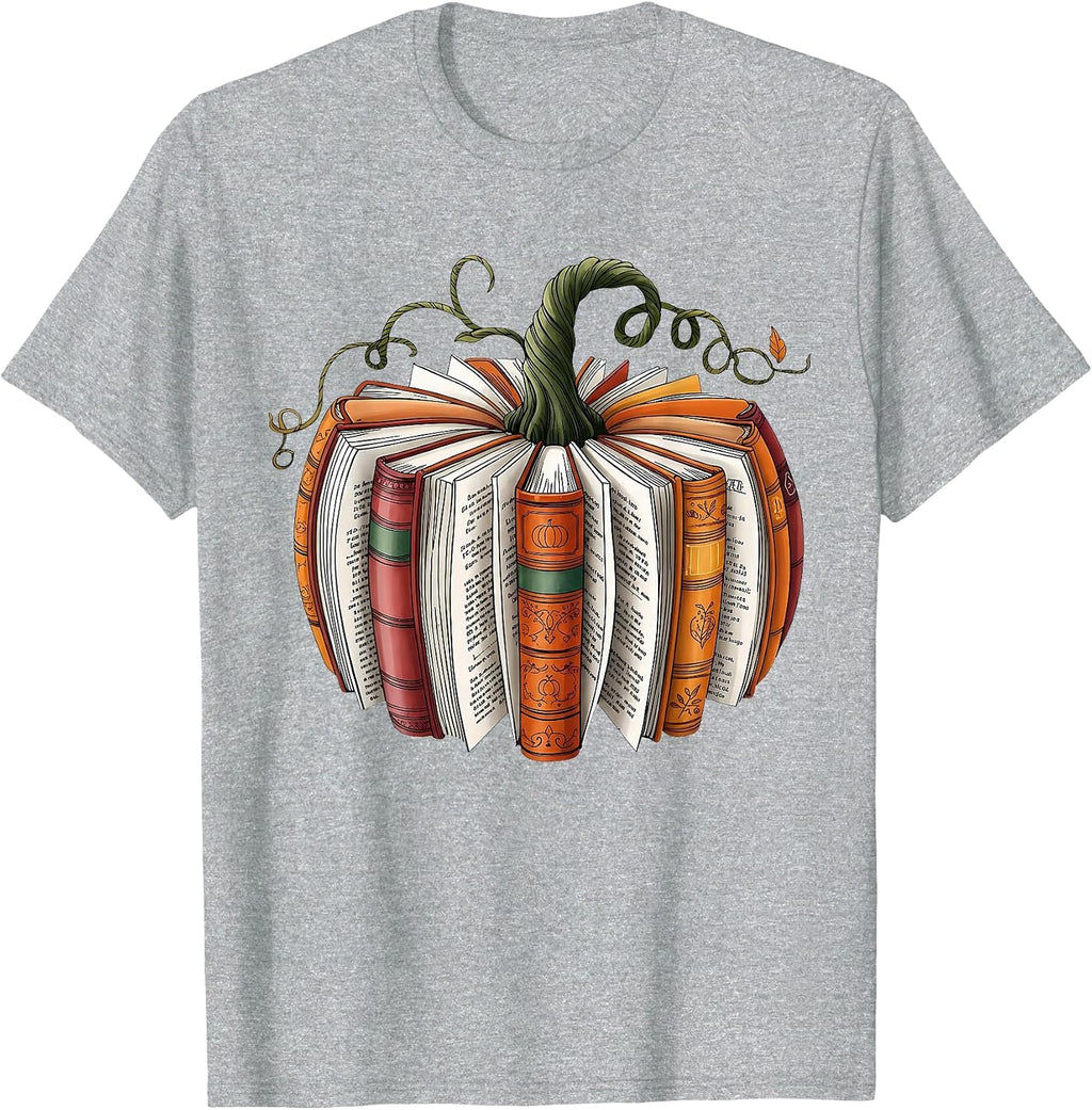 Retro Funny Fall Book Pumpkin Witch Bookworms Librarians T-Shirt
