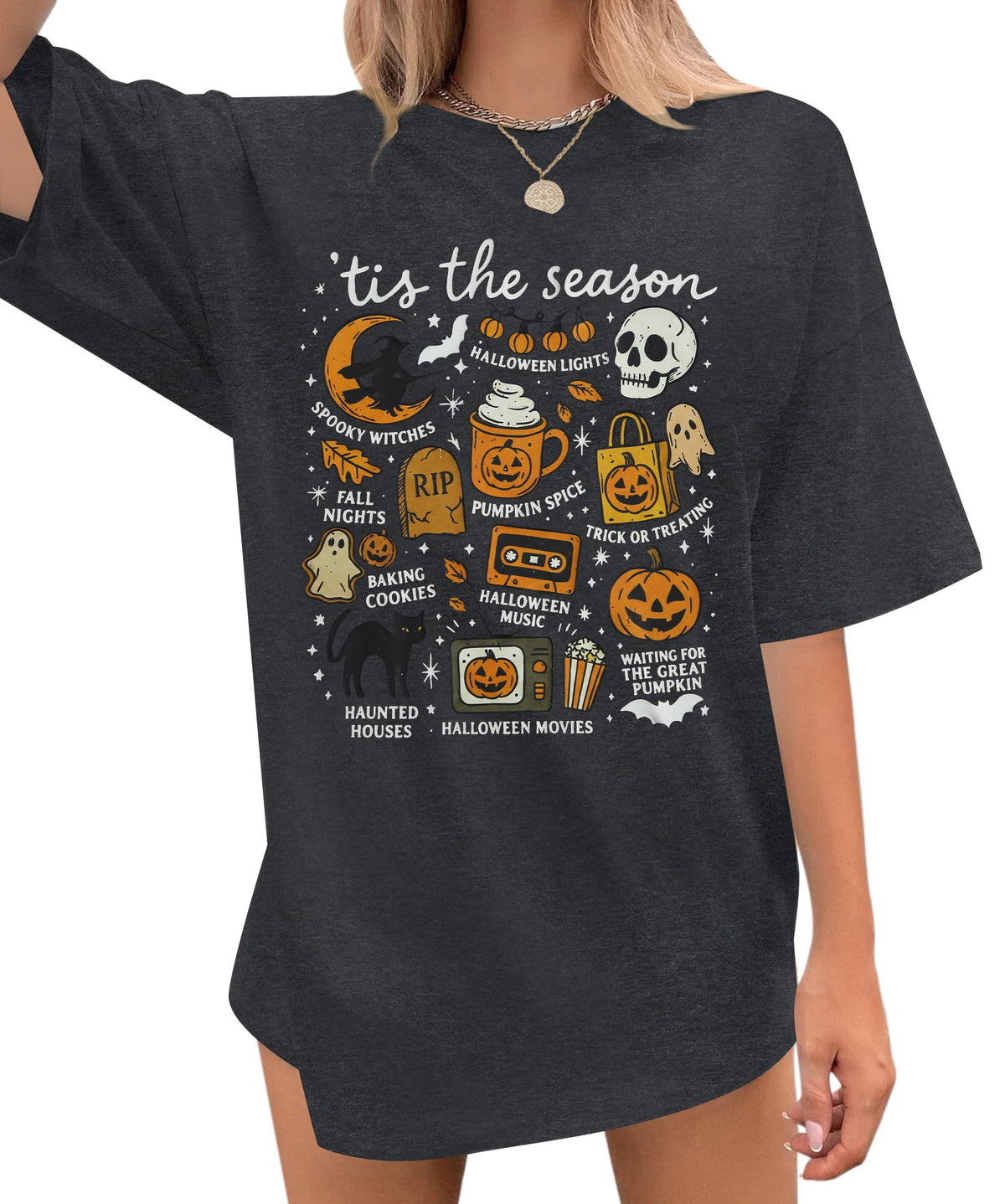 Vintage Halloween Shirt Women Oversized Spooky Shirts Monster Ghost Tee Top