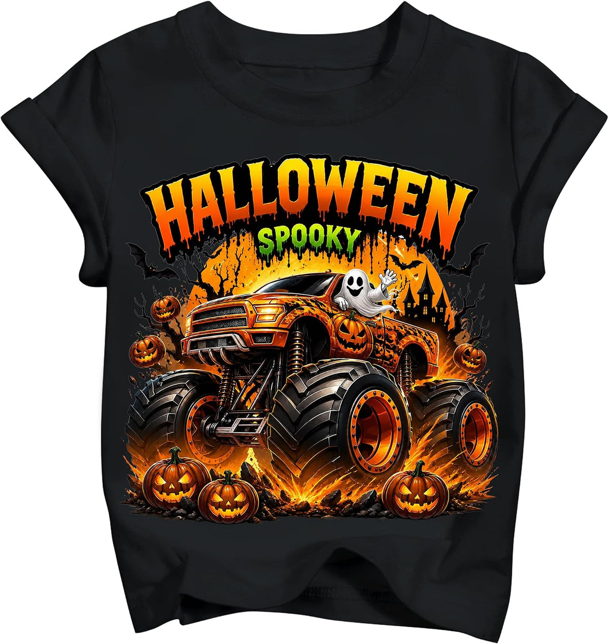 Boys Halloween Shirt Toddler Spooky Pumpkin Tee 2026 (3T-10T)