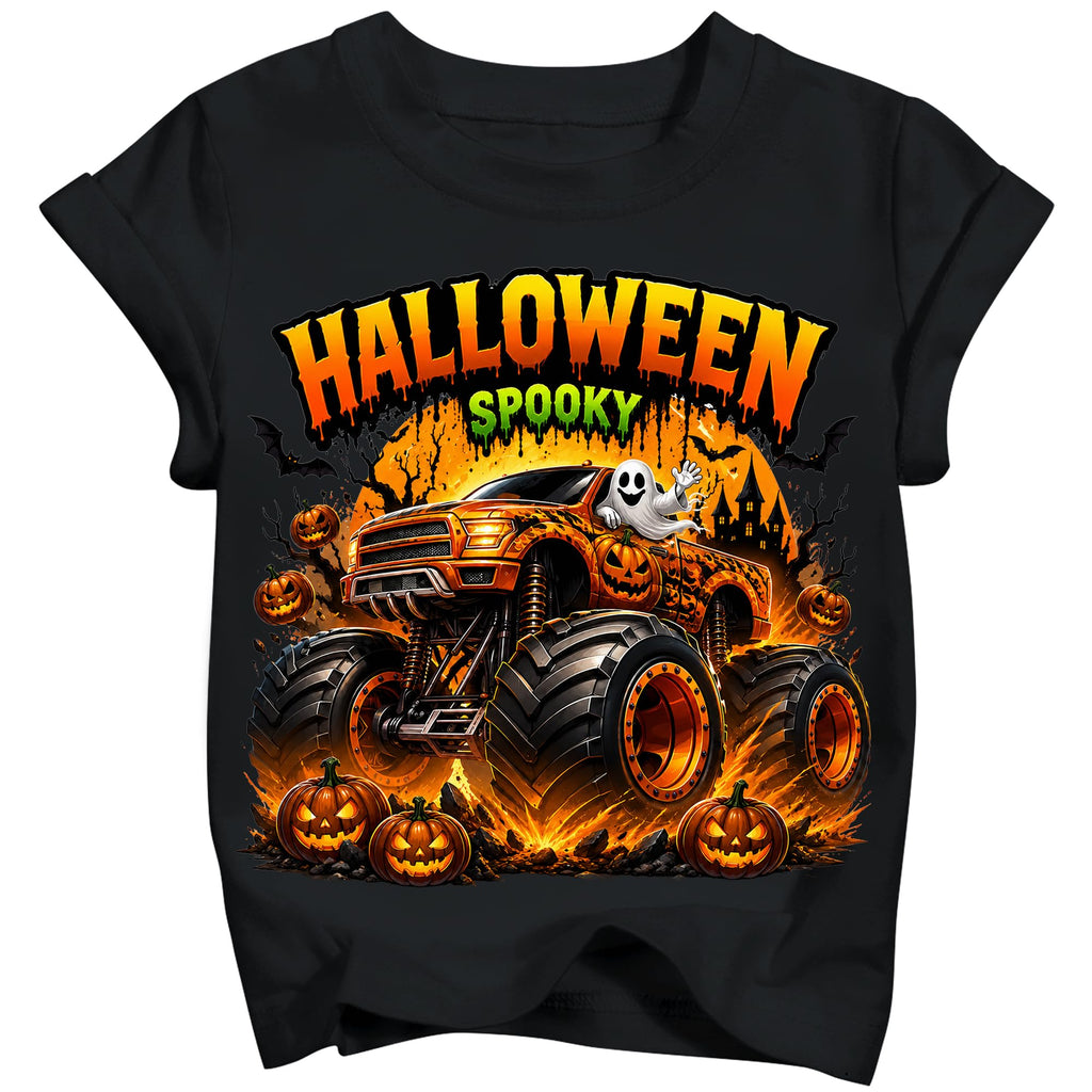Boys Halloween Shirt Toddler Spooky Pumpkin Tee 2026 (3T-10T)
