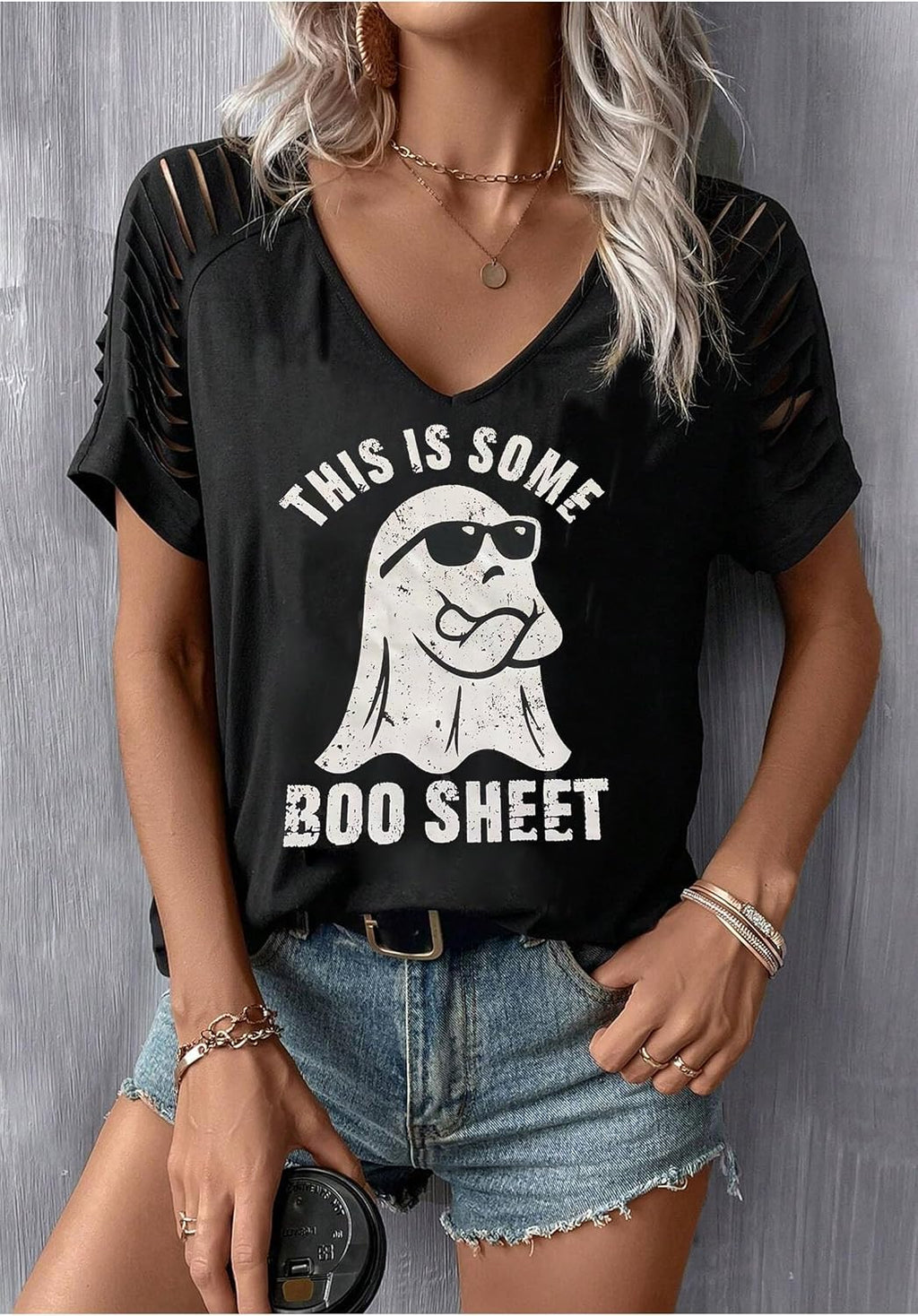 Womens Fall Halloween Thanksgiving V Neck Shirt Vintage Short Sleeve Western Shirts Cut Out Cold Shoulder T Shirts