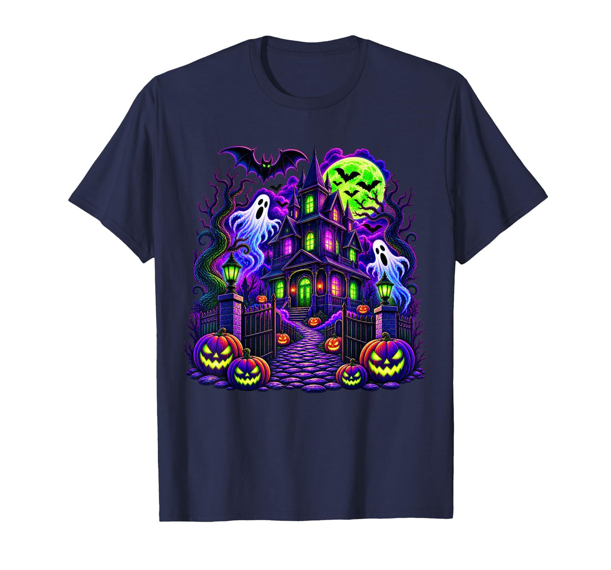 Vintage Halloween Spooky Scene Pumpkin Scary Costume Graphic T-Shirt