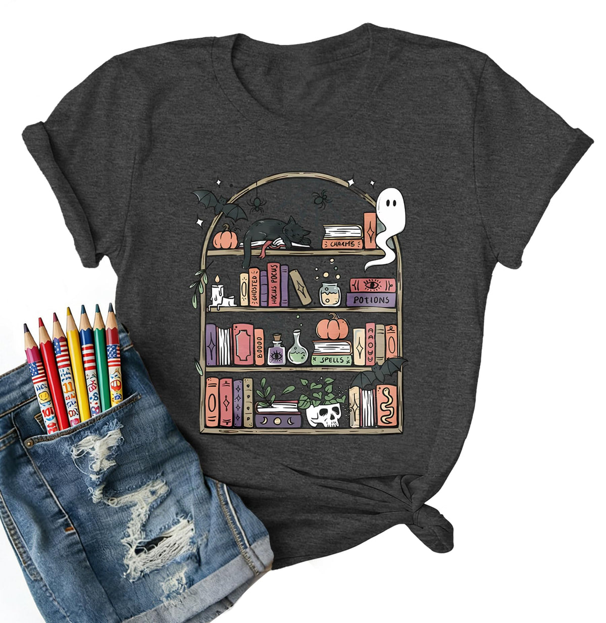 Teacher Halloween Shirts for Women Funny Ghost Graphic Print Tops