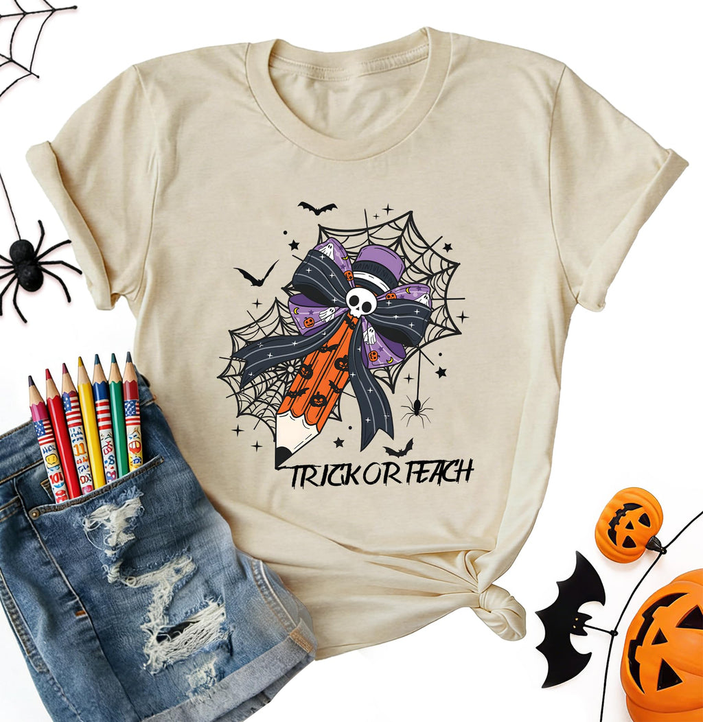 Teacher Halloween Shirts for Women Funny Ghost Graphic Print Tops