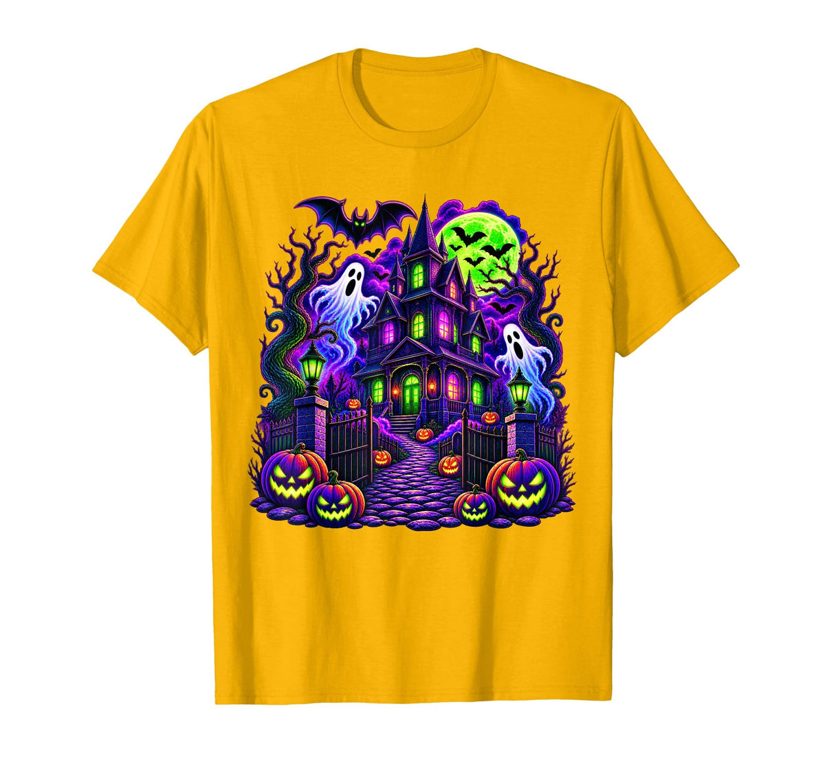 Vintage Halloween Spooky Scene Pumpkin Scary Costume Graphic T-Shirt