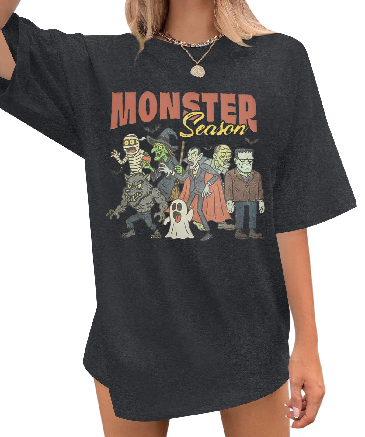 Vintage Halloween Shirt Women Oversized Spooky Shirts Monster Ghost Tee Top