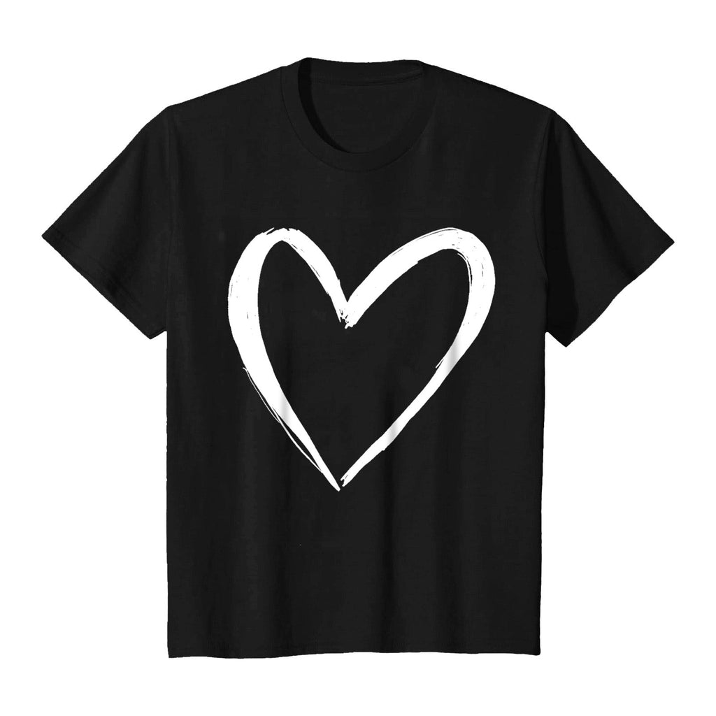 Yindaity Womens Tshirt V-Neck Shirts for Women Cute Love Heart Graphic Valentine's T Shirts Casual Spring Day Tops Tee Blouse(Black,XL)