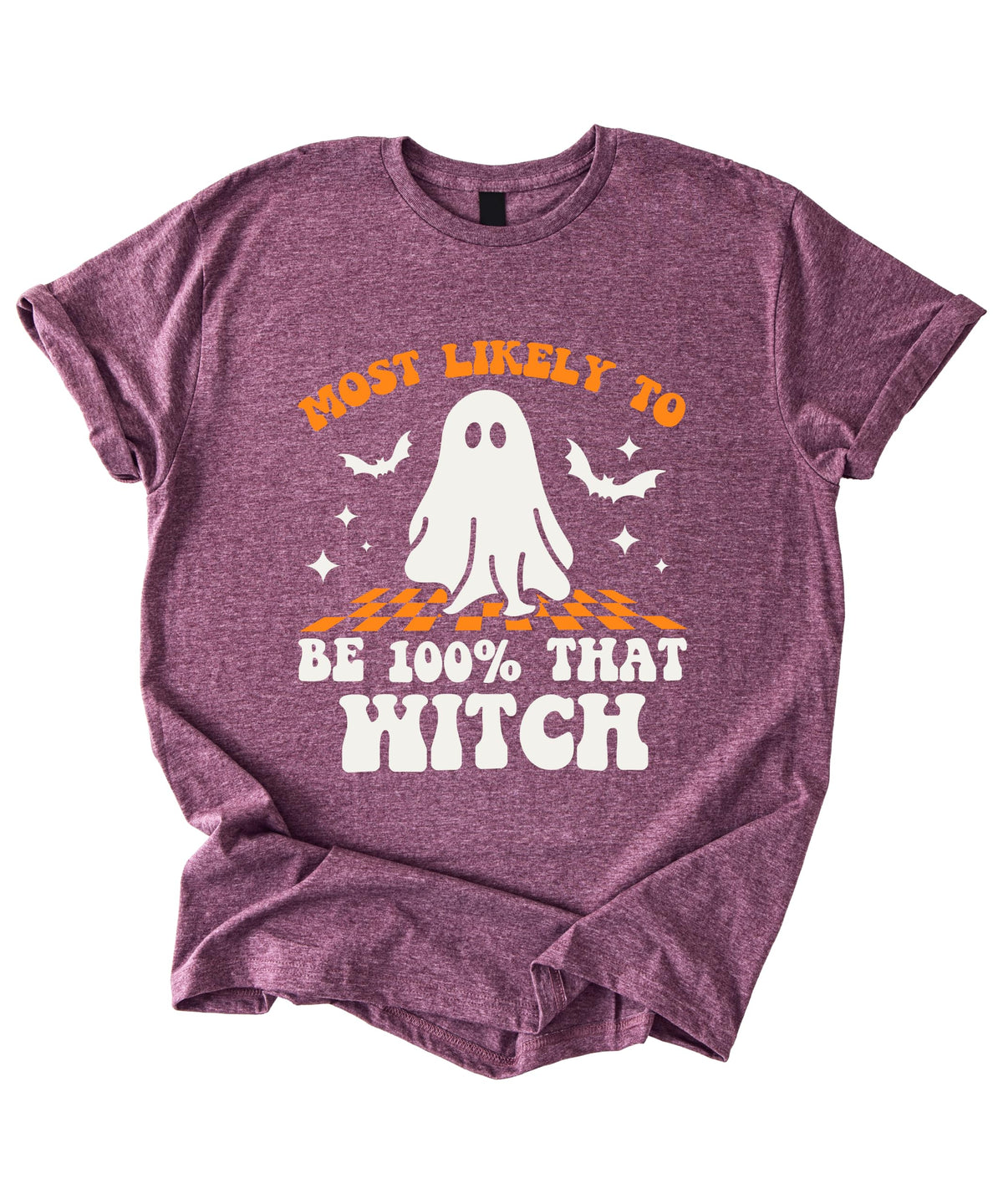 Most Likely to Be 100% that Witch T Shirt, Retro Cartoon Halloween Graphic Tee, Spooky Season Party Shirt Men Women