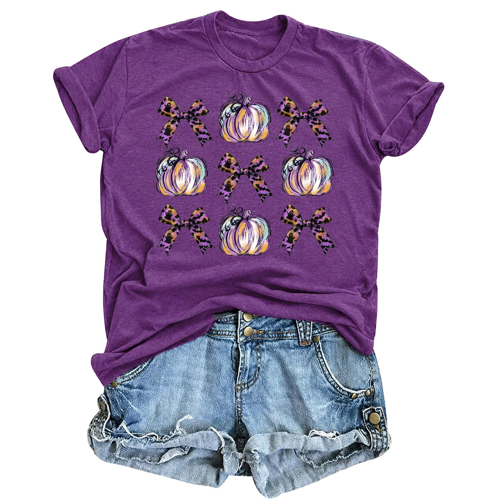 Halloween Shirts for Women Spooky Season Shirt Pumpkin Ghost Graphic tees Casual Short Sleeve Tops