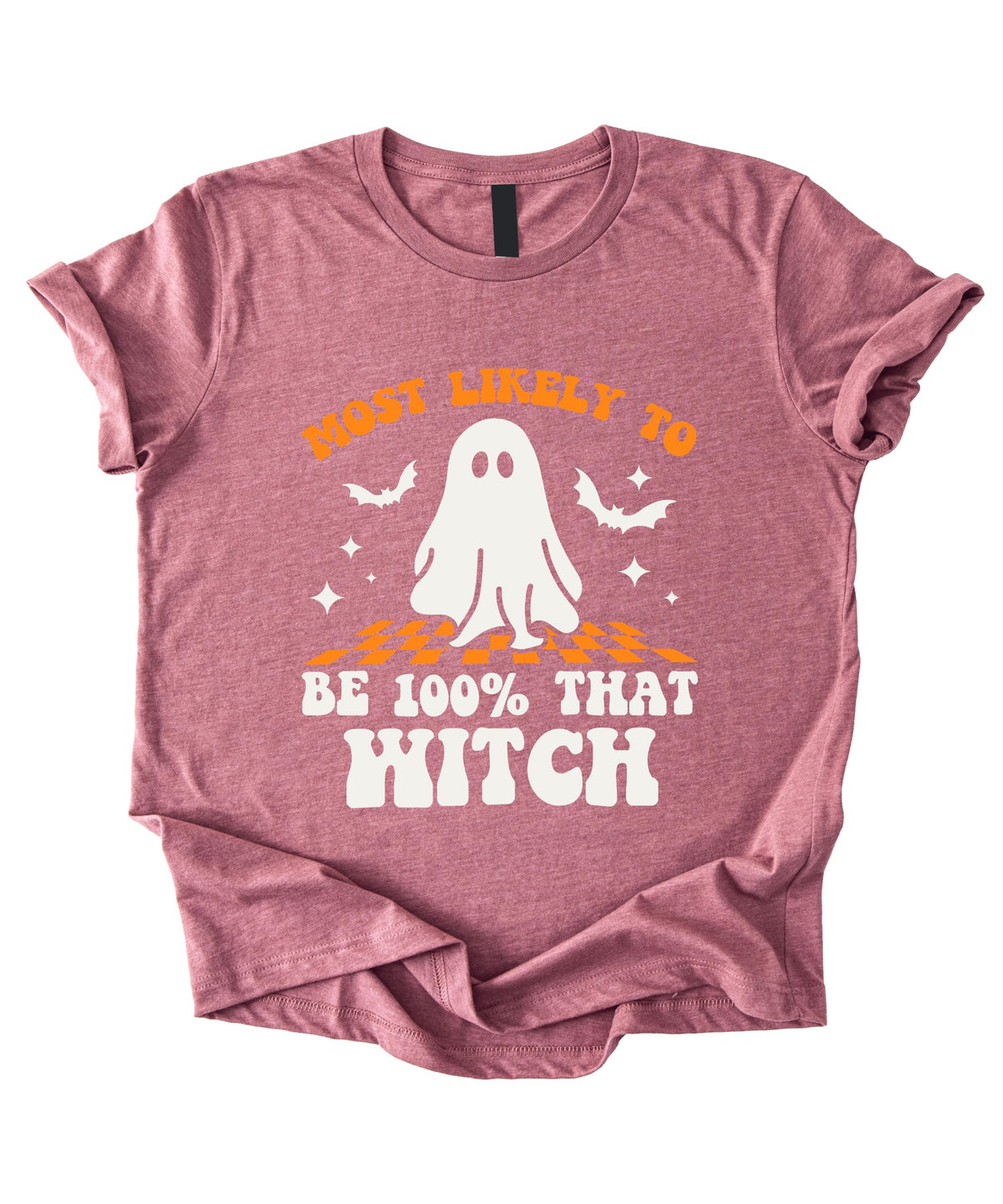 Most Likely to Be 100% that Witch T Shirt, Retro Cartoon Halloween Graphic Tee, Spooky Season Party Shirt Men Women