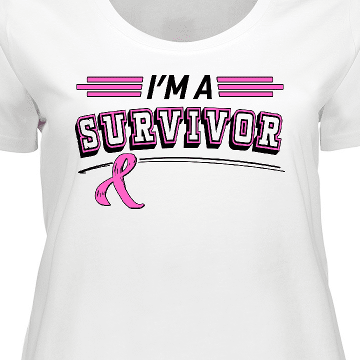 Inktastic I'm a Survivor Breast Cancer Awareness with Ribbon Women's Plus Size T-Shirt