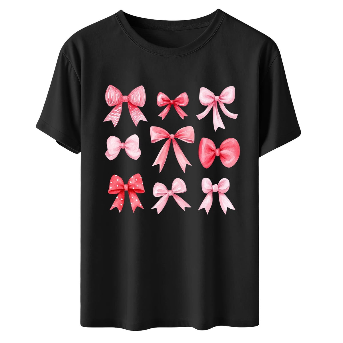 Wensltd Summer Short Sleeve T Shirts for Women Casual Valentine's Day Bow Print Tops Trendy Soft Graphic Tees Comfortable Blouses
