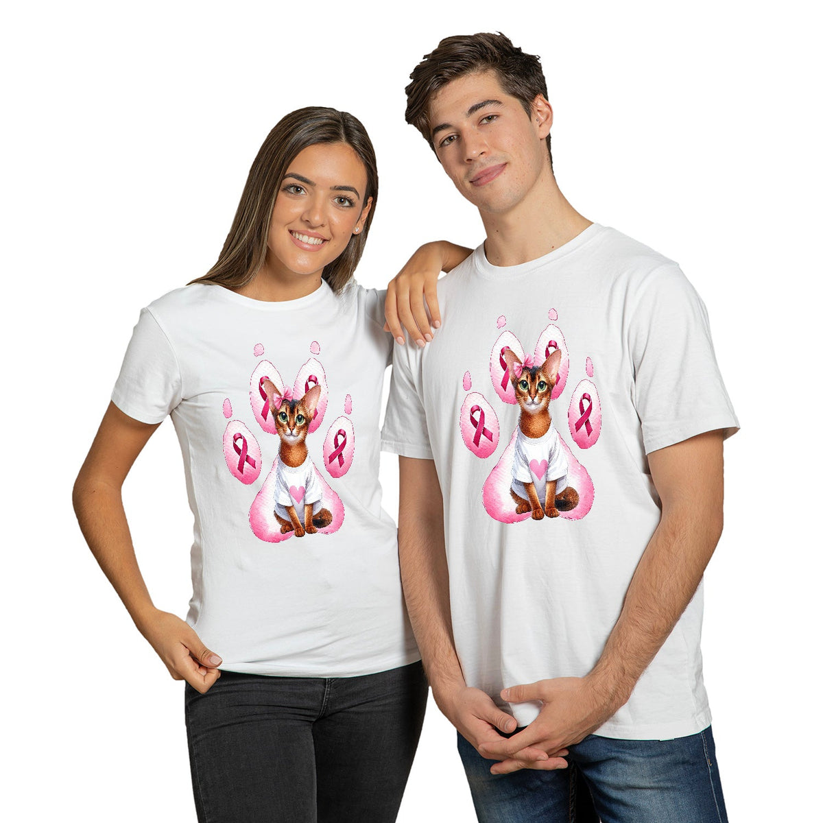 Faith Love Hope Abyssinian Breast Cancer Awareness Survivor Shirt T-shirt Unisex Merch Cat Lover Kitten Owner Gifts - 02017