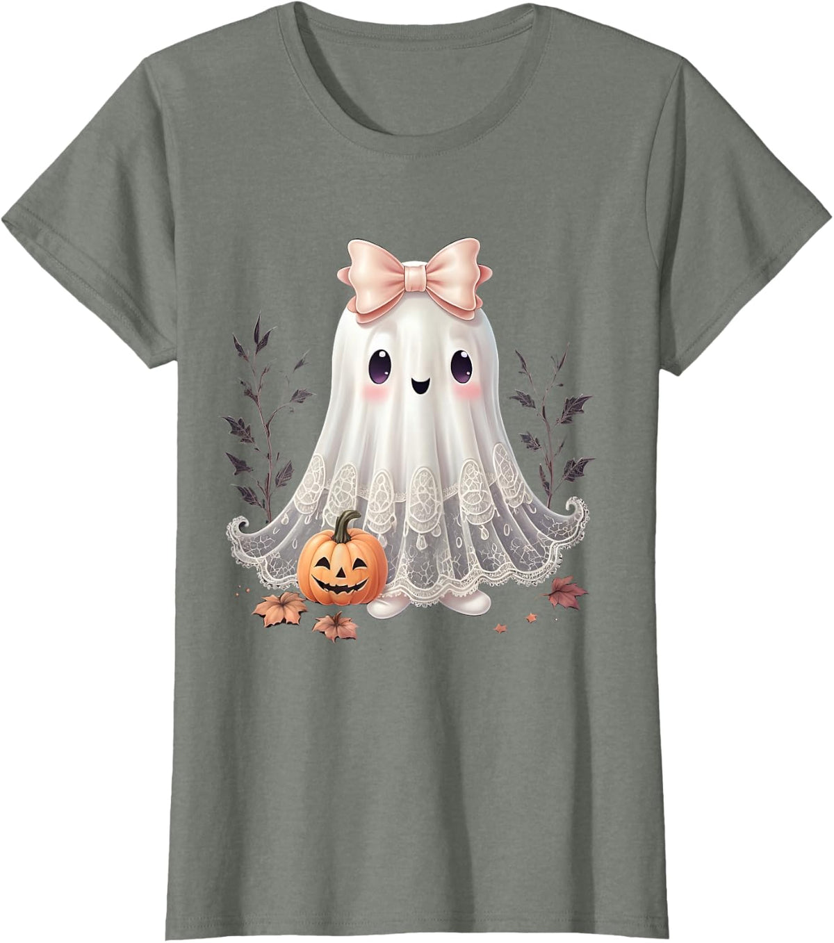 Lace Ghost Halloween Coquette Bow Vintage Women Girls T-Shirt