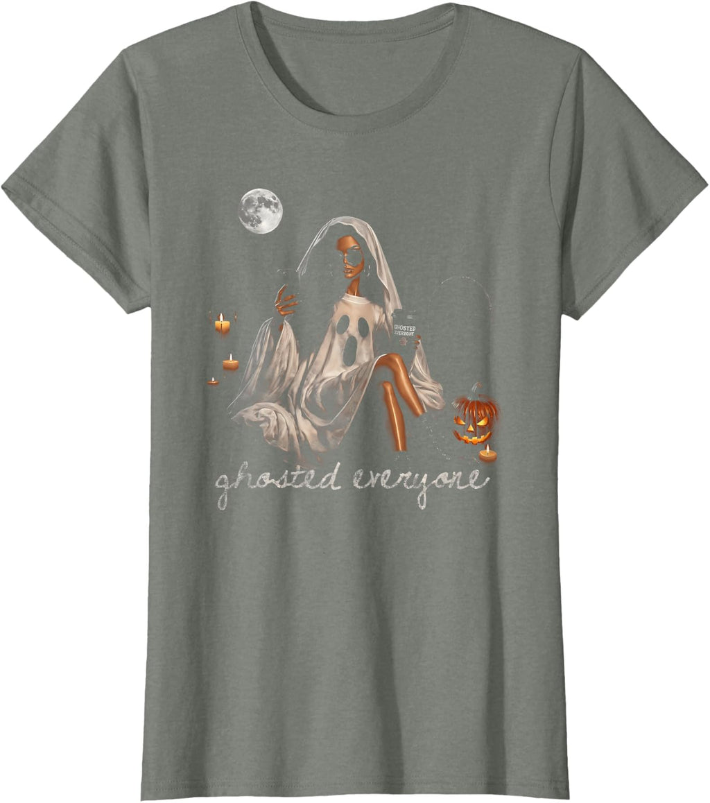 Retro Ghosted Everyone Girly Vintage Halloween Spooky Season T-Shirt