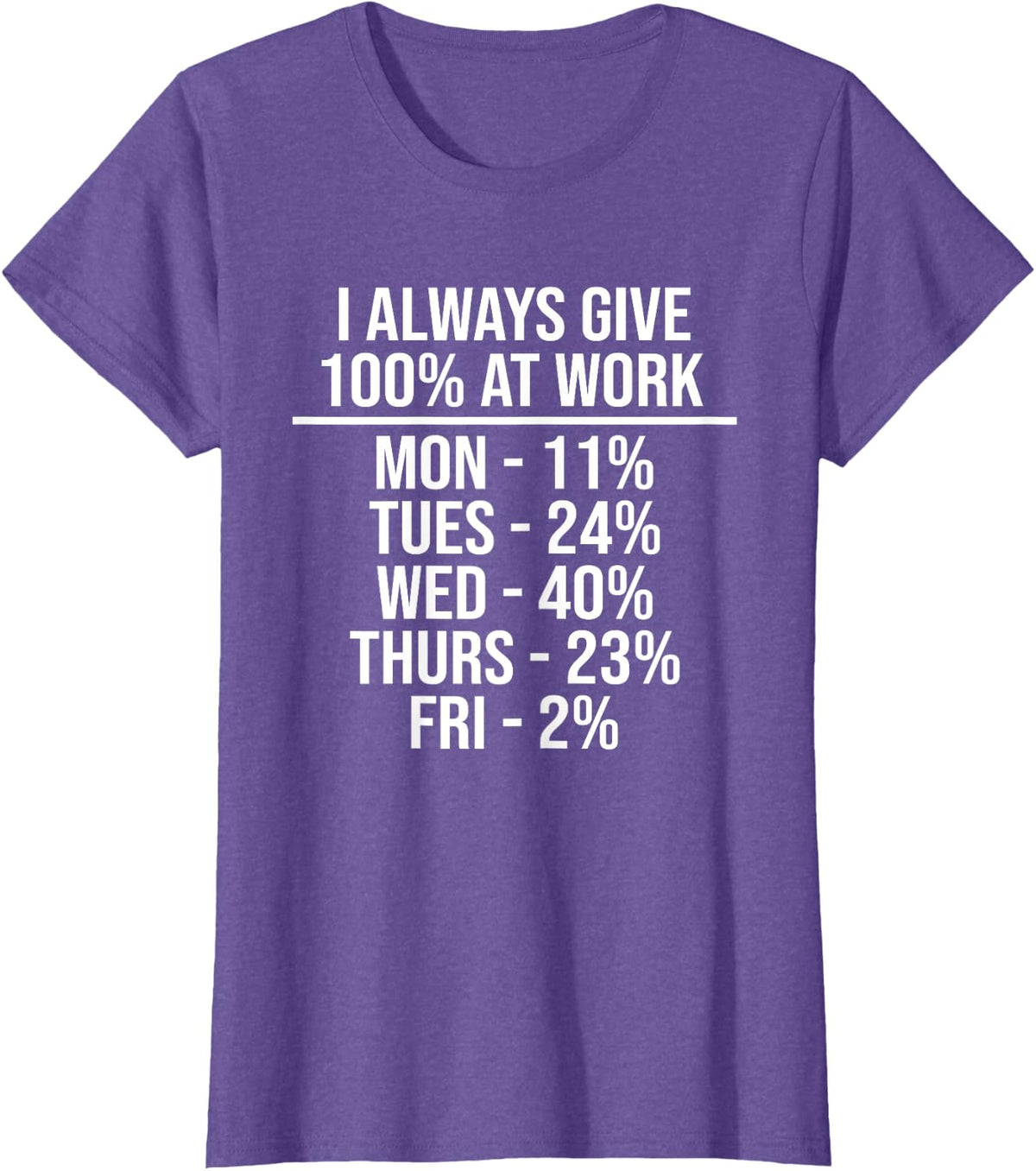 I Always Give 100% at Work Funny Work Quotes Humor Sarcastic T-Shirt