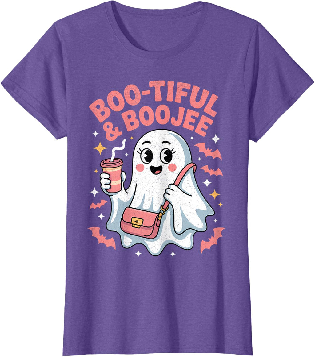 Funny Cute Boo Spooky Season Vintage Halloween Women T-Shirt