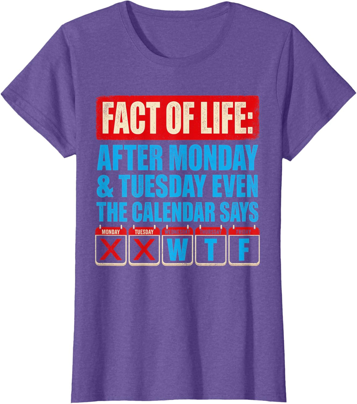 Fact of Life Calendar Says WTF Humor After Monday Tuesday T-Shirt