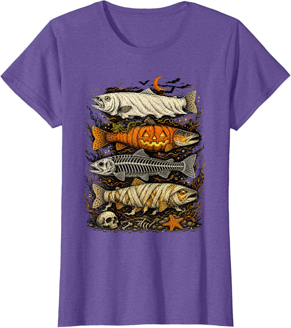 Trout Fish Halloween Fishing Fisherman Spooky Season T-Shirt