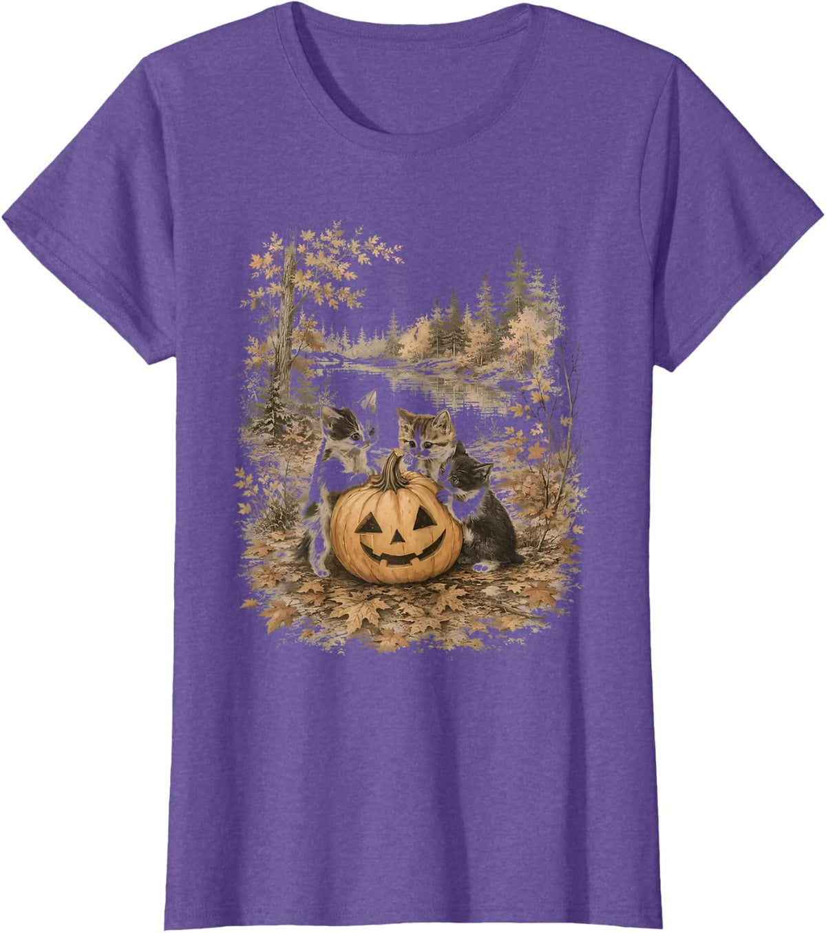 Funny Retro 90s Kitten Black Cats and Pumpkin Halloween T-Shirt
