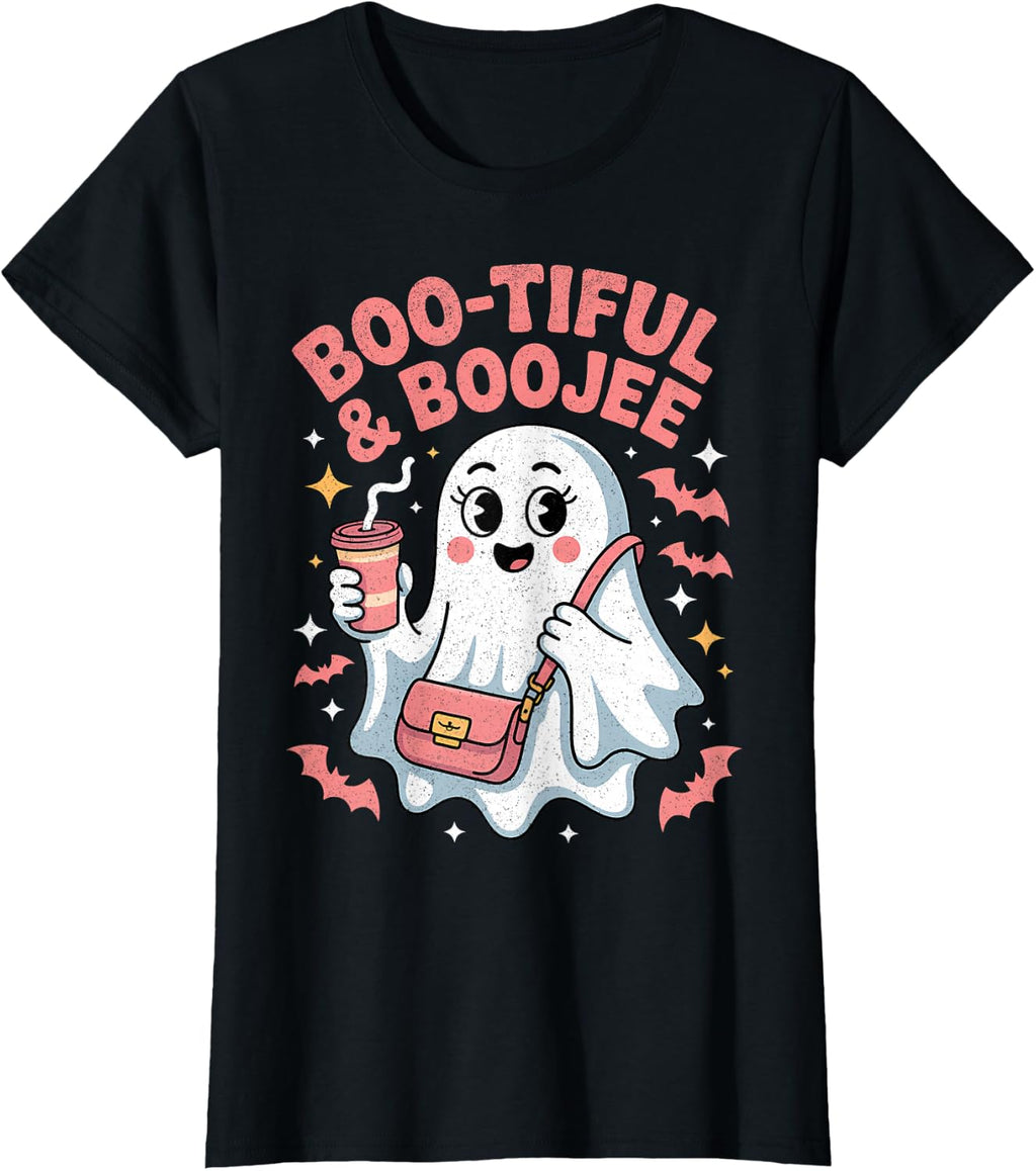Funny Cute Boo Spooky Season Vintage Halloween Women T-Shirt