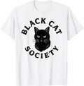 Black Cat Society Minimalist Vintage Style Cat Lover T-Shirt