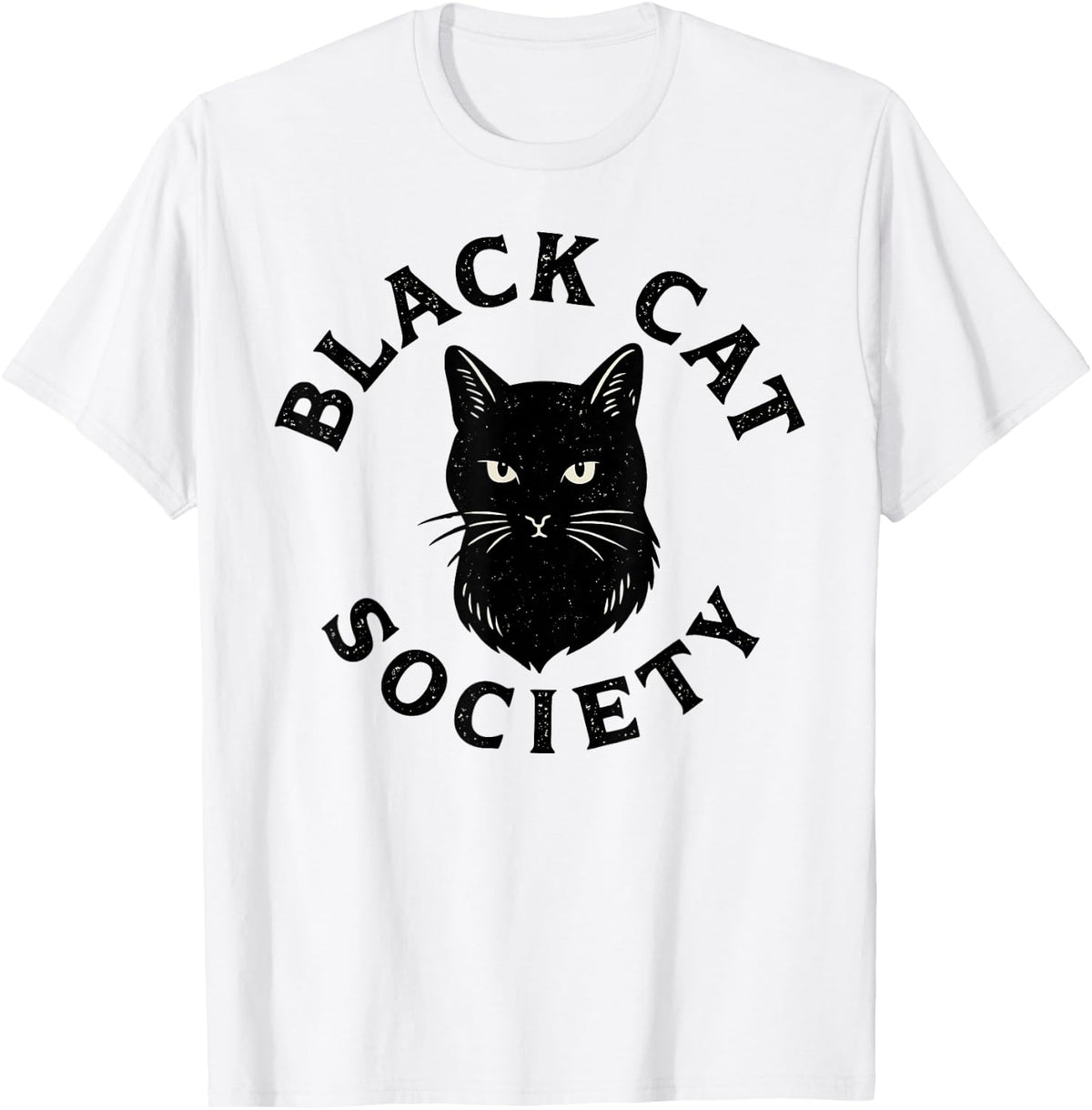 Black Cat Society Minimalist Vintage Style Cat Lover T-Shirt