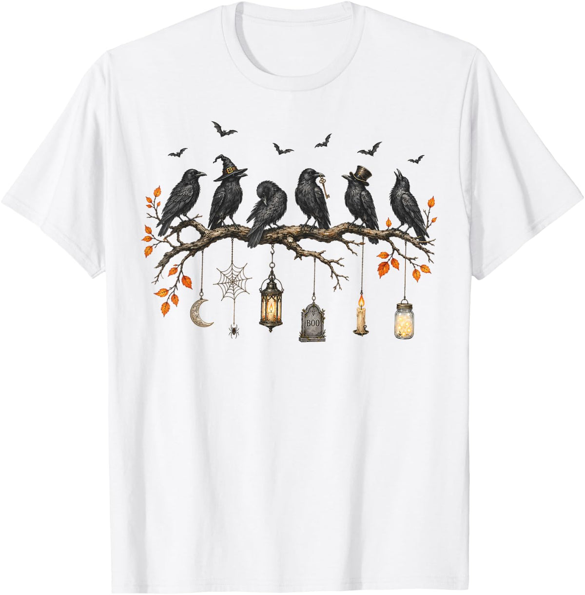 Black Crow Halloween Cute Spooky Season Fall Halloween Bird T-Shirt