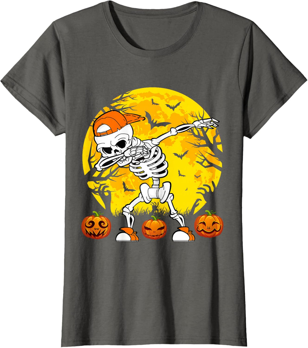 Dabbing Skeleton Halloween Pumpkin Happy Halloween T-Shirt