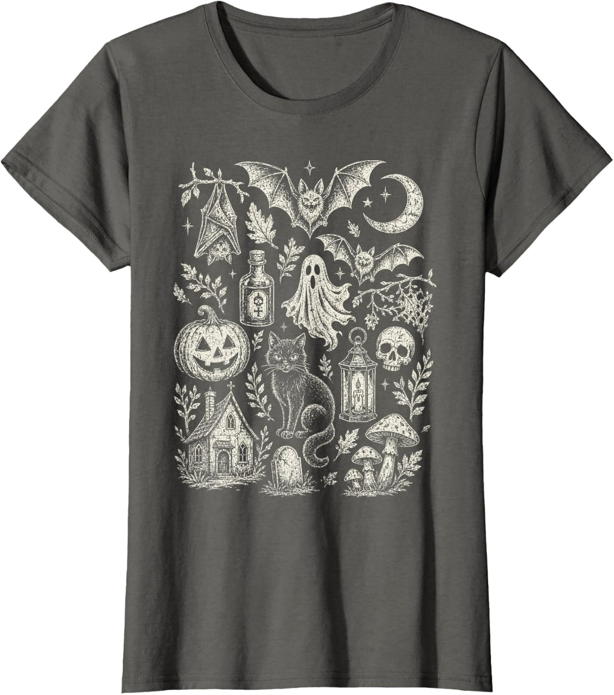 Funny Bats Witchy Vintage 90s Halloween Doodles Graphic T-Shirt