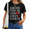 Alphabet ABC I Love You Valentine’s Day Graphic Tee Women Adult Cotton Baby Girl Toddler Cute Family Gift, Size S, Color Black