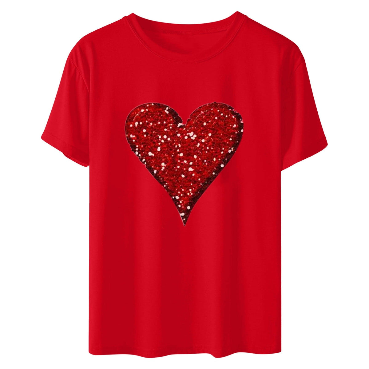 Aofany Womens Plus Size Shirts Women T-Shirt Glittery Heart Graphic Valentine’s Day Short Sleeve Tees Tops