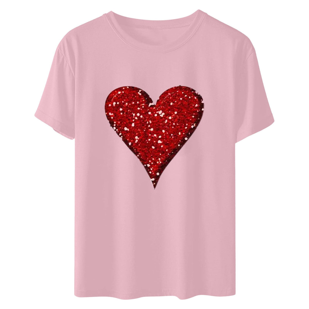 Aofany Womens Plus Size Shirts Women T-Shirt Glittery Heart Graphic Valentine’s Day Short Sleeve Tees Tops