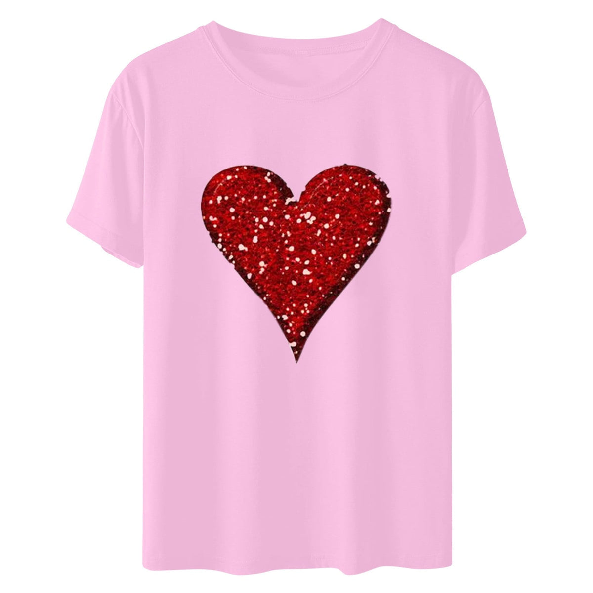 Aofany Womens Plus Size Shirts Women T-Shirt Glittery Heart Graphic Valentine’s Day Short Sleeve Tees Tops