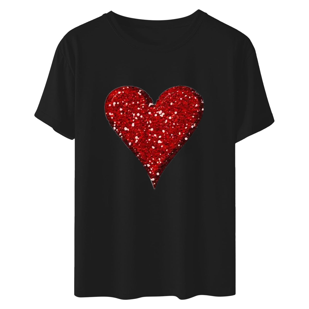 Aofany Womens Plus Size Shirts Women T-Shirt Glittery Heart Graphic Valentine’s Day Short Sleeve Tees Tops