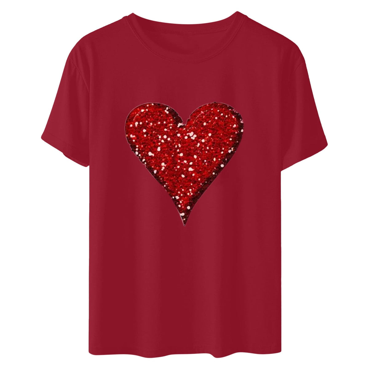 Aofany Womens Plus Size Shirts Women T-Shirt Glittery Heart Graphic Valentine’s Day Short Sleeve Tees Tops