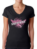 Awkward Styles Women's Survivor V-neck T-shirt Breast Cancer Awareness