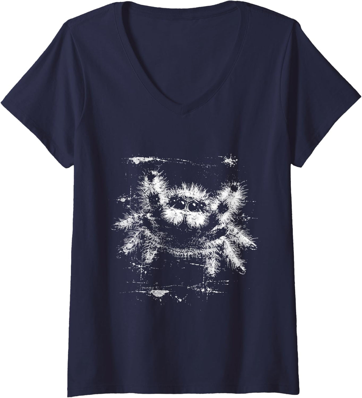 Women's Punk Vintage 90s Jumping Spider Graphic Horror Halloween V-Neck T-Shirt
